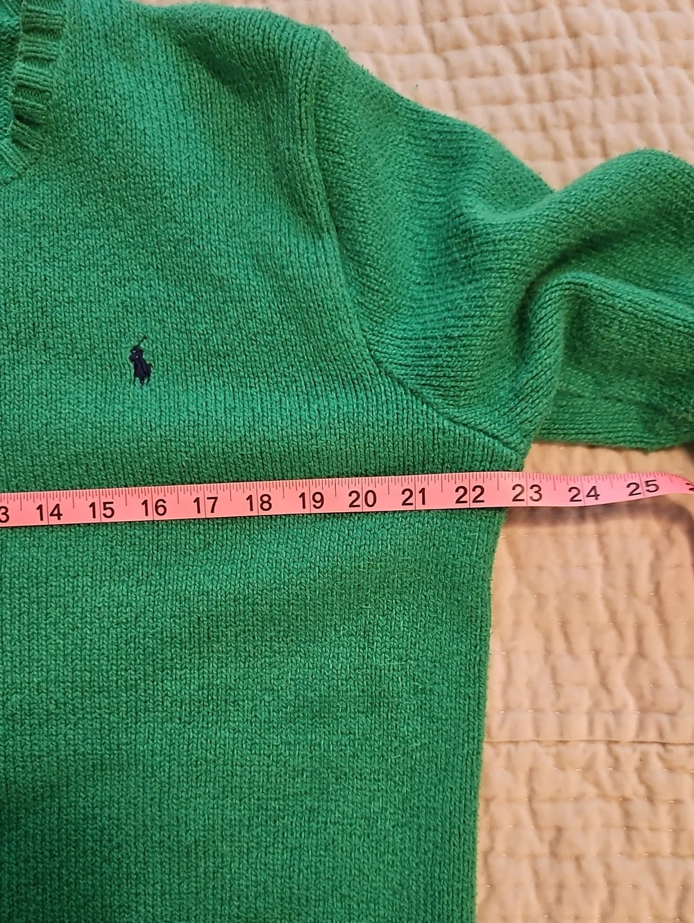 Vintage 80s 90s Polo Ralph Lauren Apple Green Cotton Crewneck, L navy Pony